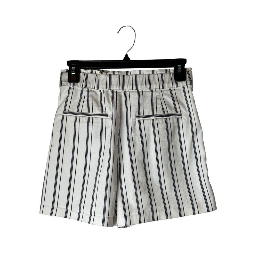 Zara Striped Paperbag Shorts‎ Women XS White Black Tie Waist Preppy Outdoor - Picture 6 of 8